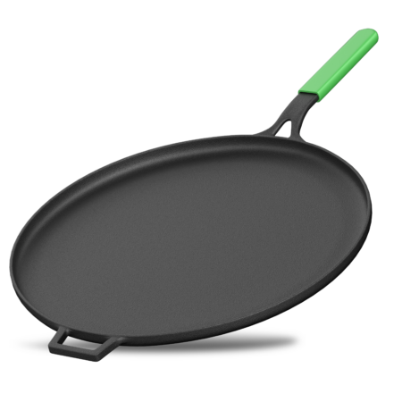 Esspy 28cm/11inch Pre-Seasoned Cast Iron Dosa Tawa | Roti/Chapati Tawa with Long Handle | Iron Tawa Big Size | Cast Iron Cookware | Gas and Induction Compatible | Toxin Free