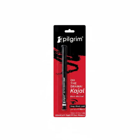 Pilgrim Black Mischief Kajal Smudge & Waterproof Single Stroke Matte Finish Lasts Up To 12Hrs | Kajal for Women | Lonng Lasting Eye Makeup |