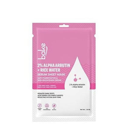 Bake 2% Alpha Arbutin Sheet Mask for Glowing Skin with Rice Water for Instant Bright Skin - 20 gms